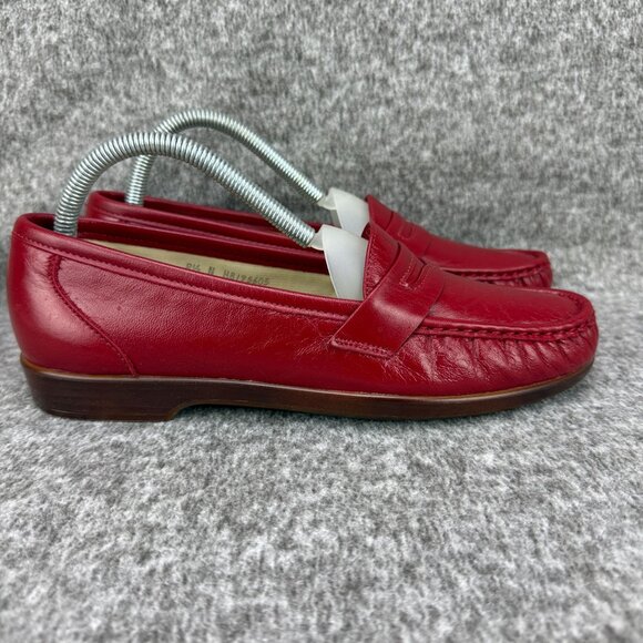 ✅SAS Womens 8.5N Red Leather Tripad Comfort Penny Loafers Slip-On Moccasin Style - Picture 11 of 12